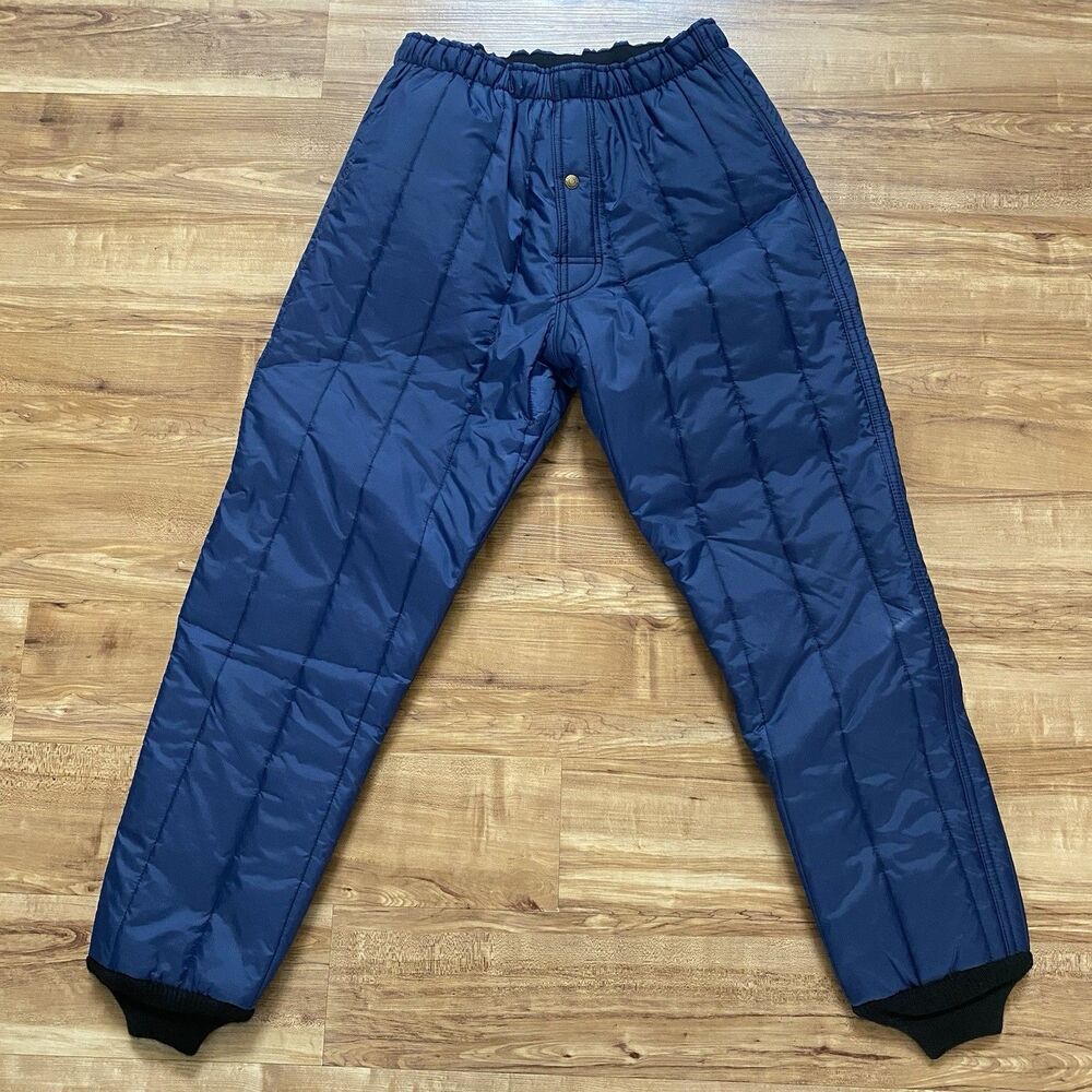 RefrigiWear Pants L Blue Insulated Quilted Thermal Cooler Restaurant Workwear